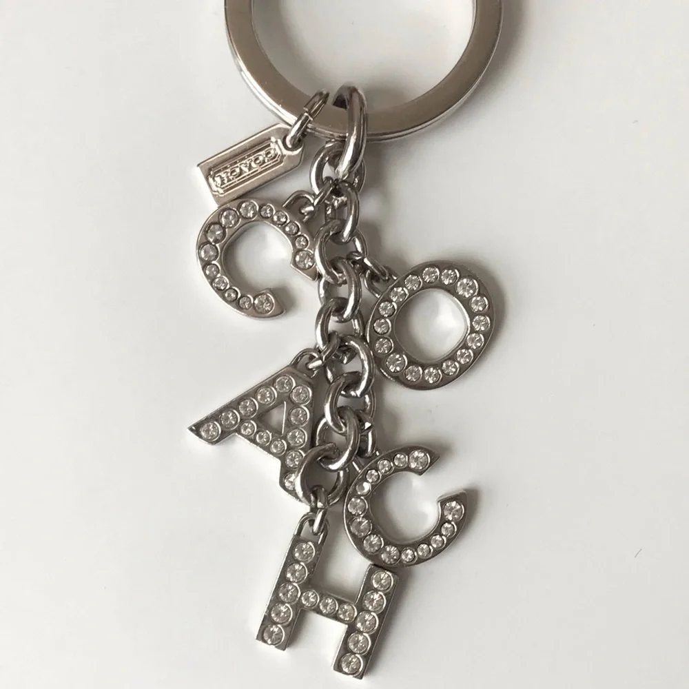 Coach Silver Crystal 'COACH' Letter Keychain